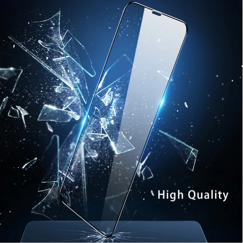 3 PCs 9D Curved Protective Tempered Glass For iPhone 13 Pro mini 12 11 Max Xs X XR 8 Plus 7 SE 2020 6 5 4 Phone Accessories Black Frame Rounded Edges