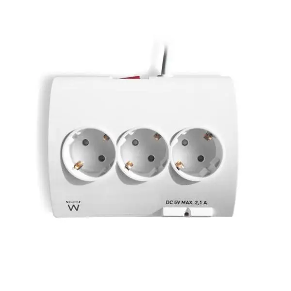 Розетка питания 5 розеток С переключателем Ewent EW3935 1 м 2 x USB A 2500 Вт белый|Сетевые