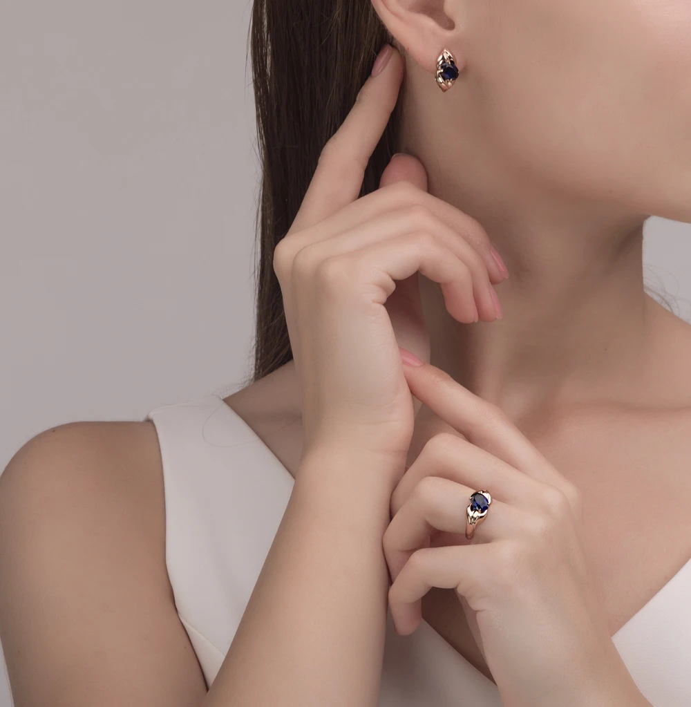 Золотое кольцо с сапфиром SUNLIGHT проба 585 | Украшения и аксессуары