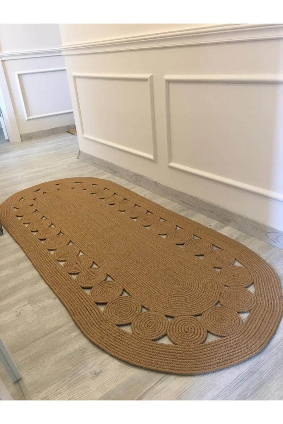 

Jute Carpet Mash Hand-Knitted Rugs Natural Mesh Based
