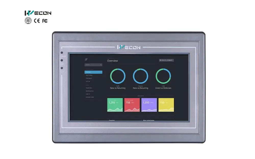 Wecon 7 дюймовый PI HMI большинства PLCs и modbus поддерживает дистанционное управление