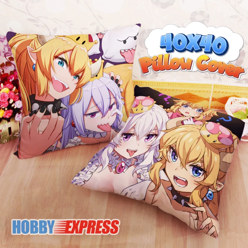 

Hobby Express NEW Bowsette and Booette 40x40cm Square Anime Dakimakura Throw Pillow Cover FBZ707