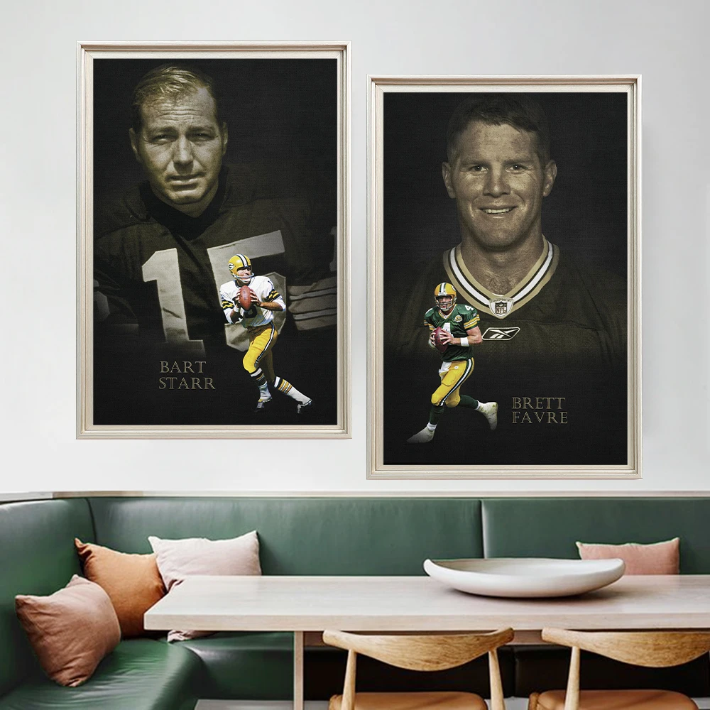 

Bandai Sports Art Canvas Prints Brett Favre and Bart Starr Posters Wall Art Painting Rugby Pictures for Living Room Home Decor
