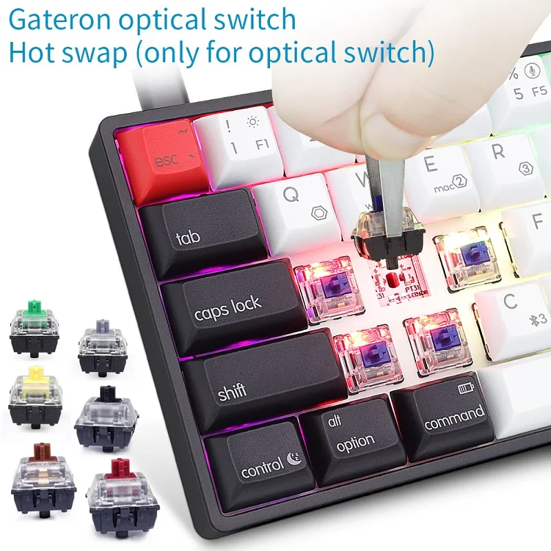 Skyloong AK64S 64 Keys Bluetooth Wireless Mechanical Keyboard PBT Keycap RGB Backlit Mini Gaming Keyboard Compatible For MAC/Win