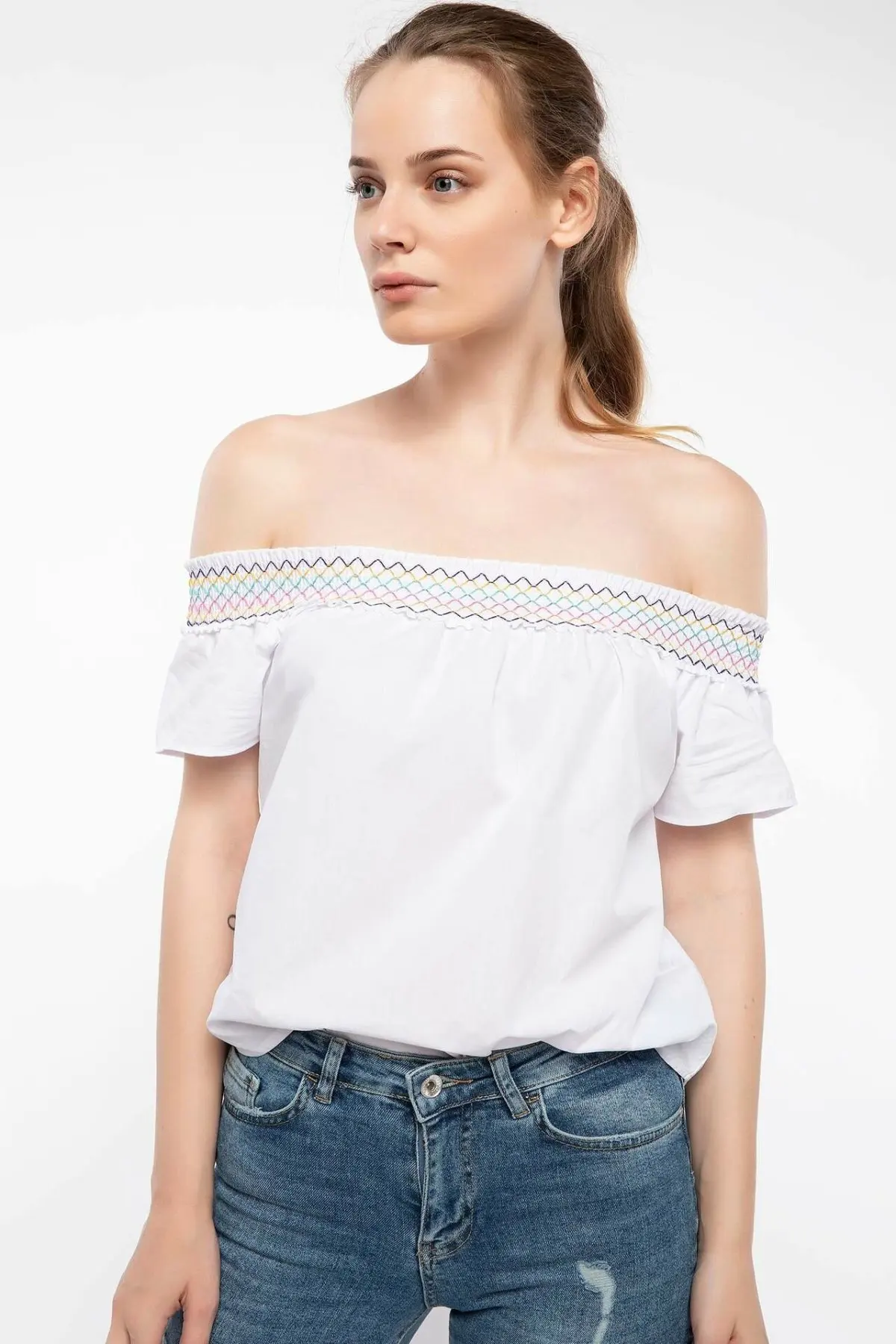 DeFacto Сексуальная женская модная блузка с коротким рукавом Женская Повседневная