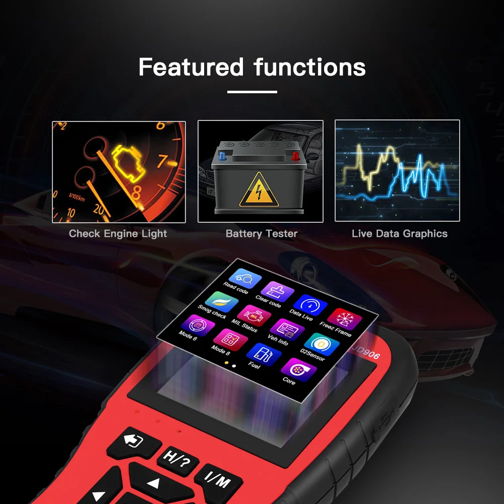 Сканер JD906 Obd2 профессиональный Автомобильный сканер TFT HD цветной экран