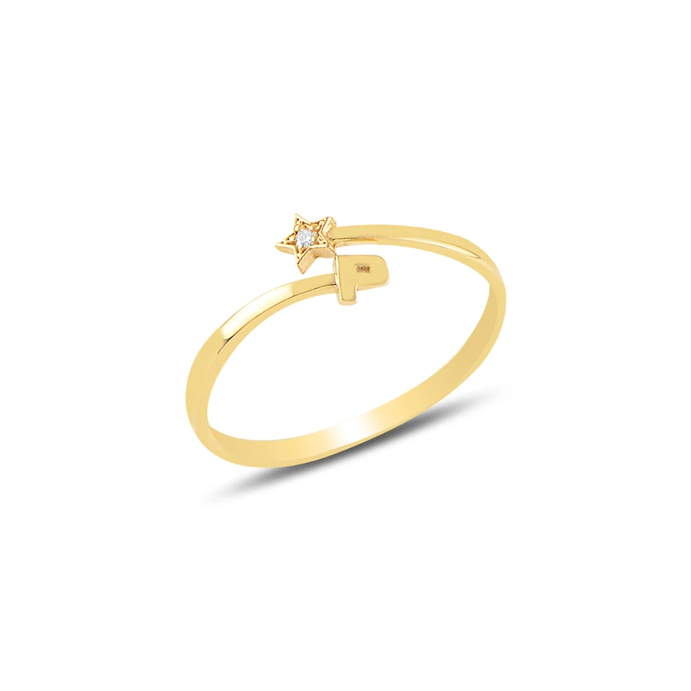 

Diamond Star P Letter Ring