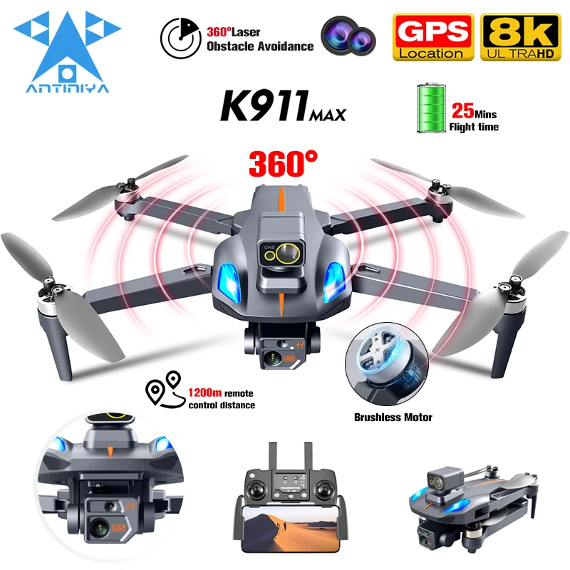 

ANTINIYA 360° Avoidance Drone 4K 8K profesional HD Camera Quadcopter GPS Positing 5G Real-time Transmission Helicopter FPV Dron