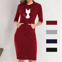 hooded dress women fashion short sleeve style dress slim fit hoodie print mini dress ladies clothing spring autumn