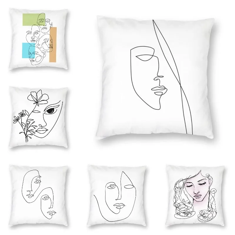 

Абстрактный минималистичный чехол для диванной подушки с изображением Пабло Пикассо, геометрический чехол на половину лица с одной линией,...