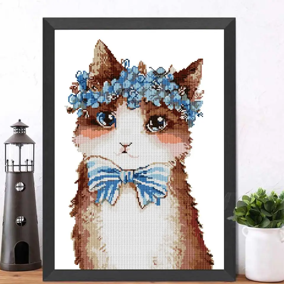 Joy Sunday милый кот 14CT и 11CT наборы для вышивки крестом Рукоделие Китайская вышивка крестиком DIY DMC материалы для рукоделия ткань