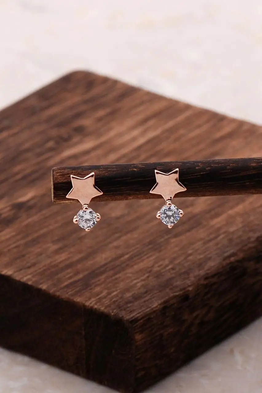 

Женские серьги из серебра 4843 пробы, с розой и звездами