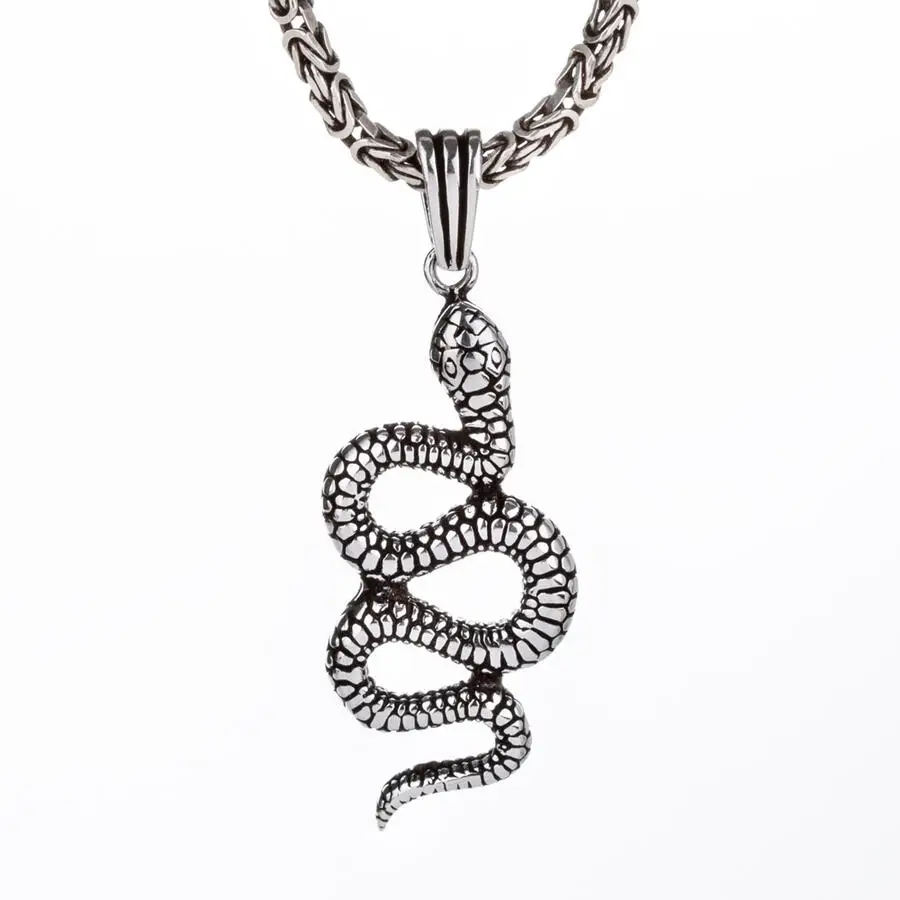 

Snake Motif 925 Sterling Silver Men Necklace With King Chain Fashion Turkish Premium Quality Handmade Jawelery