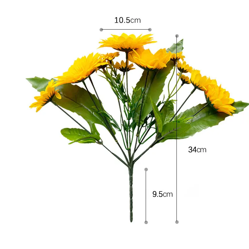 Искусственные цветы подсолнуха 20 головок Однолучевые Шелковый букет