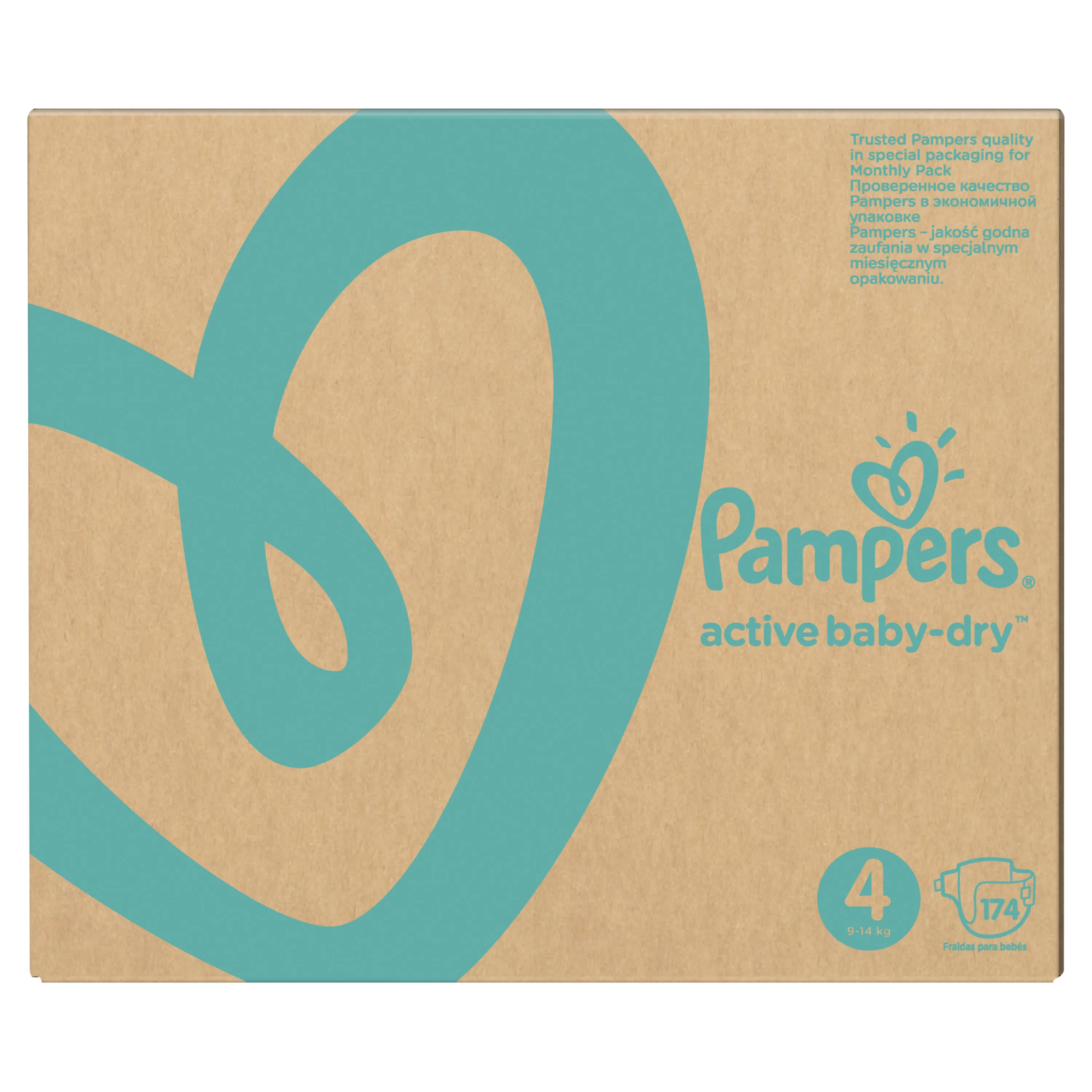 Подгузники Pampers Active Baby-Dry 9–14 кг, размер 4, 174шт