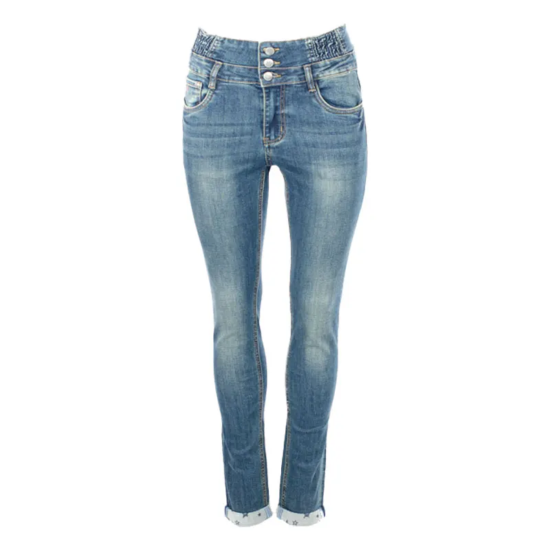 Джинсы 249024 женские стрейч высокая талия модные повседневные women jeans | Женская