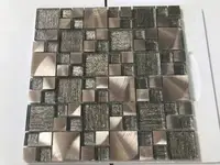 11 PCS Crystal Glass Metal Kitchen Backsplash Tile SSMT1904 Silver Stainless Steel Aluminum Mosaic Wall Tile