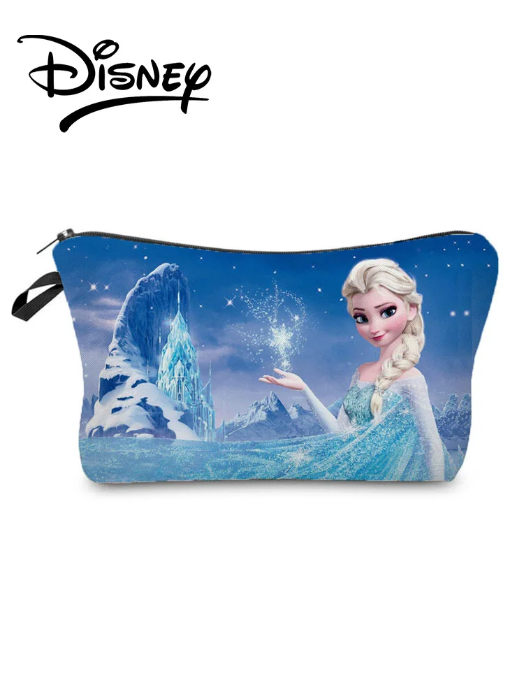 

Disney Frozen Women Printed Cosmetic Bag Elsa Child Toiletry Bag Animation Travel Organizer Blue Makeup Bag Girl Pencil Case