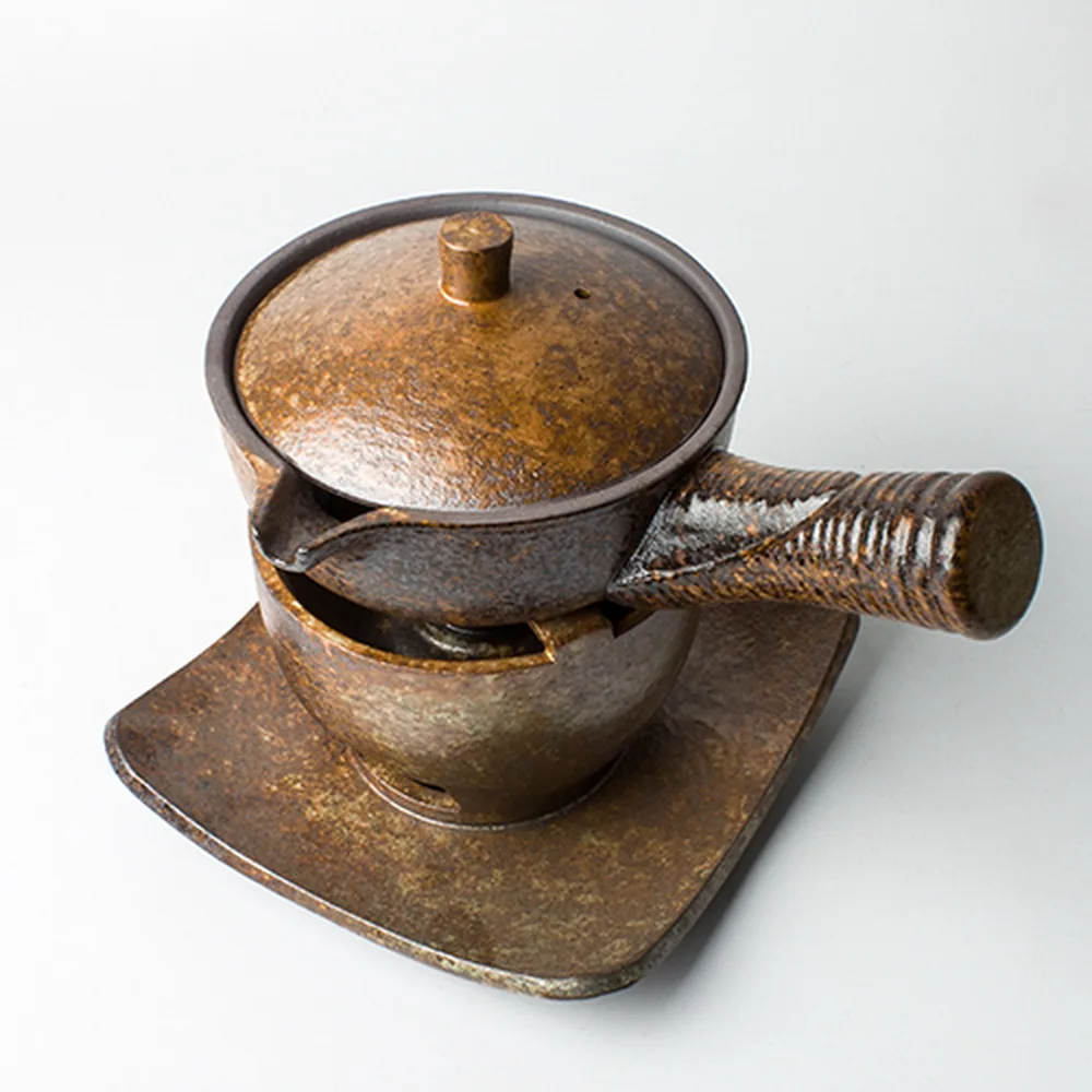Керамическая Боковая ручка чайный горшок с горелка для спирта и фитиля кунг фу набор приготовления чая|side