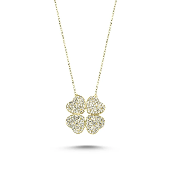 

Silver 925 Sterling Zircon Cubic Zirconia Clover Necklace