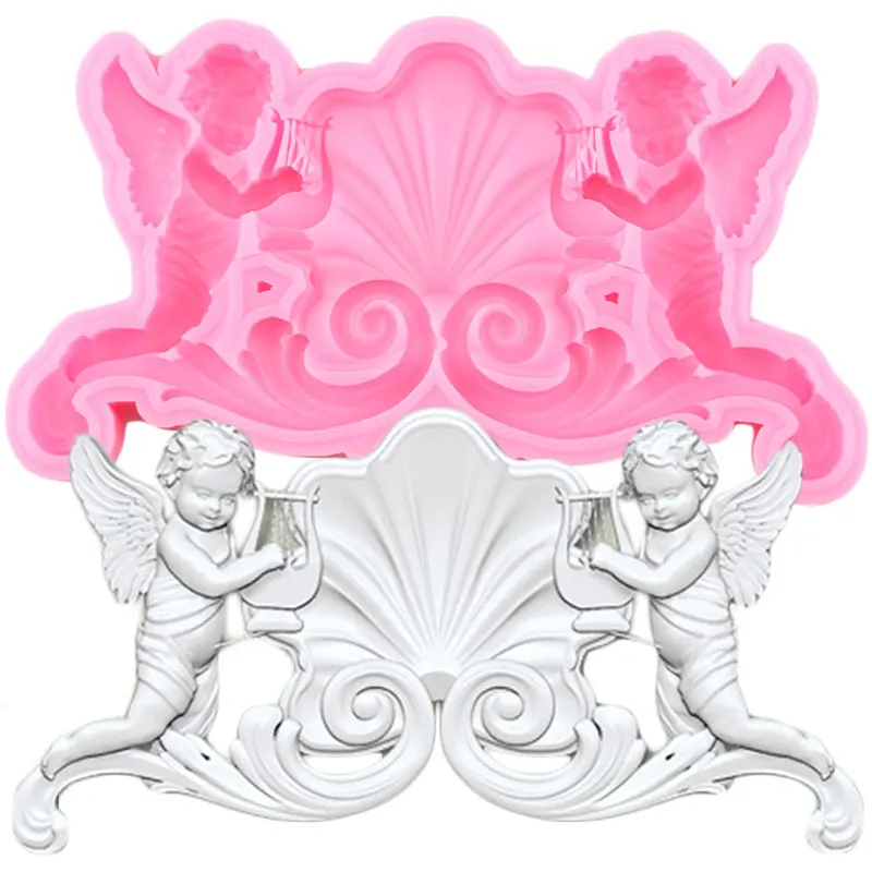 

Angel Relief Border Silicone Mold DIY Cupcake Topper Fondant Cake Decorating Tools Candy Resin Clay Chocolate Gumpaste Moulds