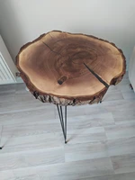 walnut tree coffee table with shell filled with epoxy epoxy coasters and bookends gift