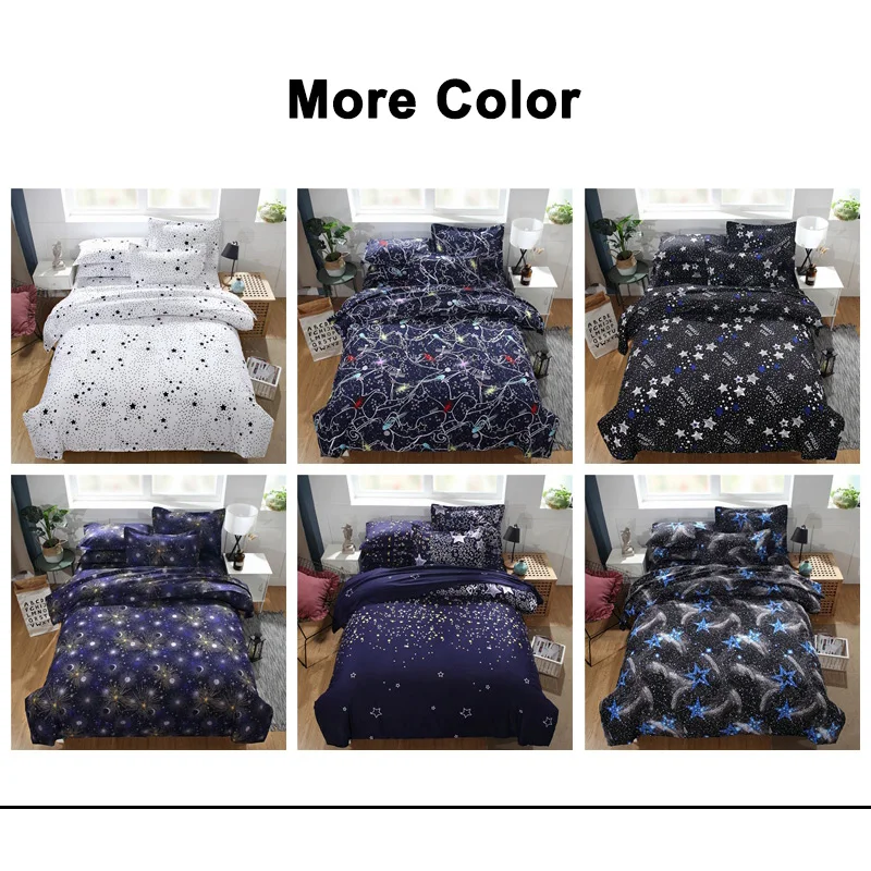 Принт со звездой Комплект постельного белья королевского размера Цвет белый