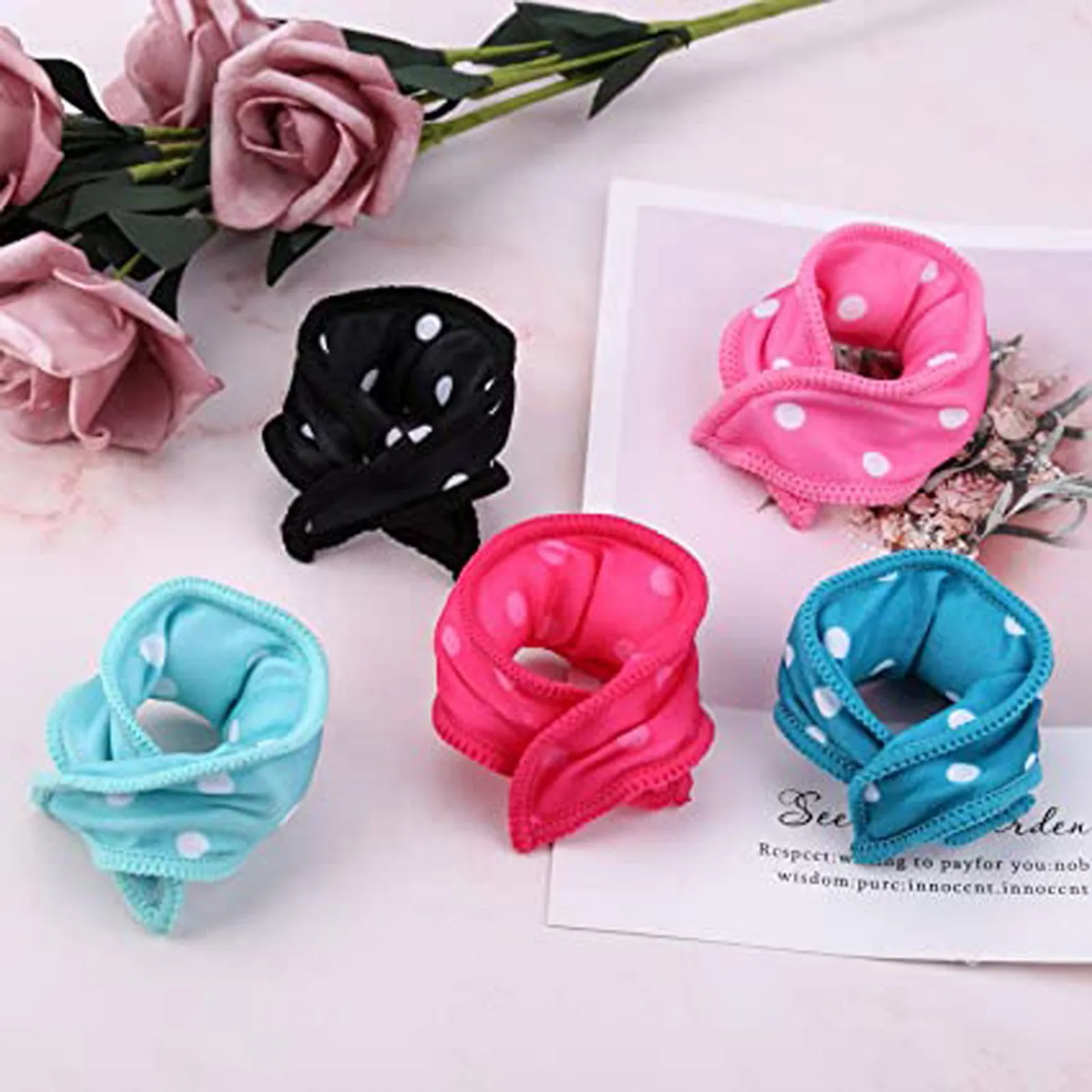 

10pc Polka Dot Hair Curling Pear Flower Head Fabric Curling Iron Knot Fabric Ties Hair Hairbands Girls Headwear Hair Accessories