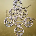 Персонализированные рождественские украшения, лазерная вырезка снежинок, украшение для рождественской елки, праздничное украшение, украшение с именем, деревянное украшение