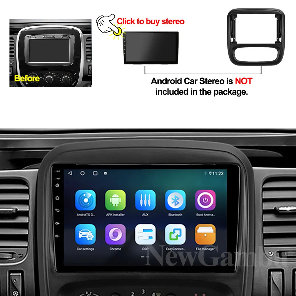 Автомобильный кадр для аудиоадаптера DVD-плеера радиоприемника, размером 9 дюймов, для Renault Trafic 3 и Opel Vivaro B 2014-2018 годов выпуска.