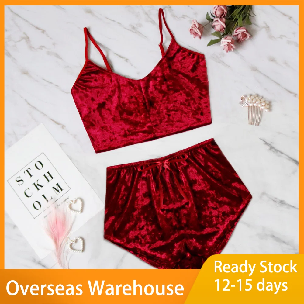 

Бархатный комплект из двух предметов с бюстгальтером, сексуальное нижнее белье, сексуальная Домашняя одежда, Бархатный комплект с V-образны...