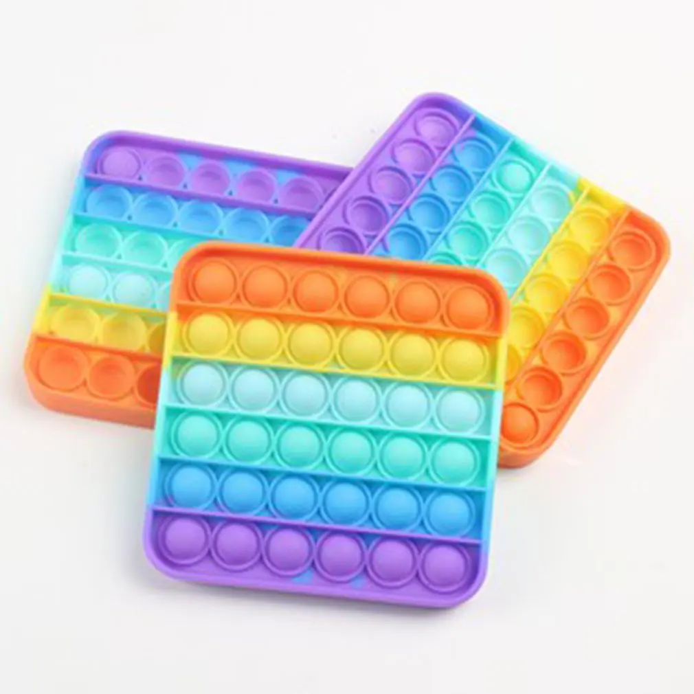 

New Push Bubble Sensory Rainbow Colored Toy Simple Fidget Stress Reliever Toys Autism Adult Child Funny Decompression Toy