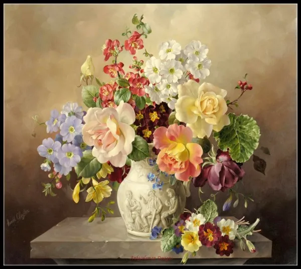 280w x 250h Spring Bouquet Collection- Counted Cross Stitch Kits- DIY Handmade Needlework for Embroidery 14 ct Cross Stitch Sets DMC Color - Color: 280w x 250h