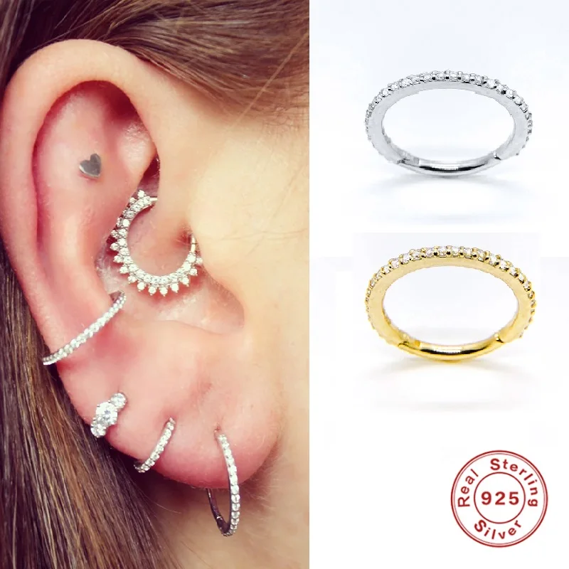 

6/8mm Cartilage Earrings for Women Zircon Diamond Hoop Earrings Simple Classic Small Earrings Stud Thin Hoops Gift kolczyki