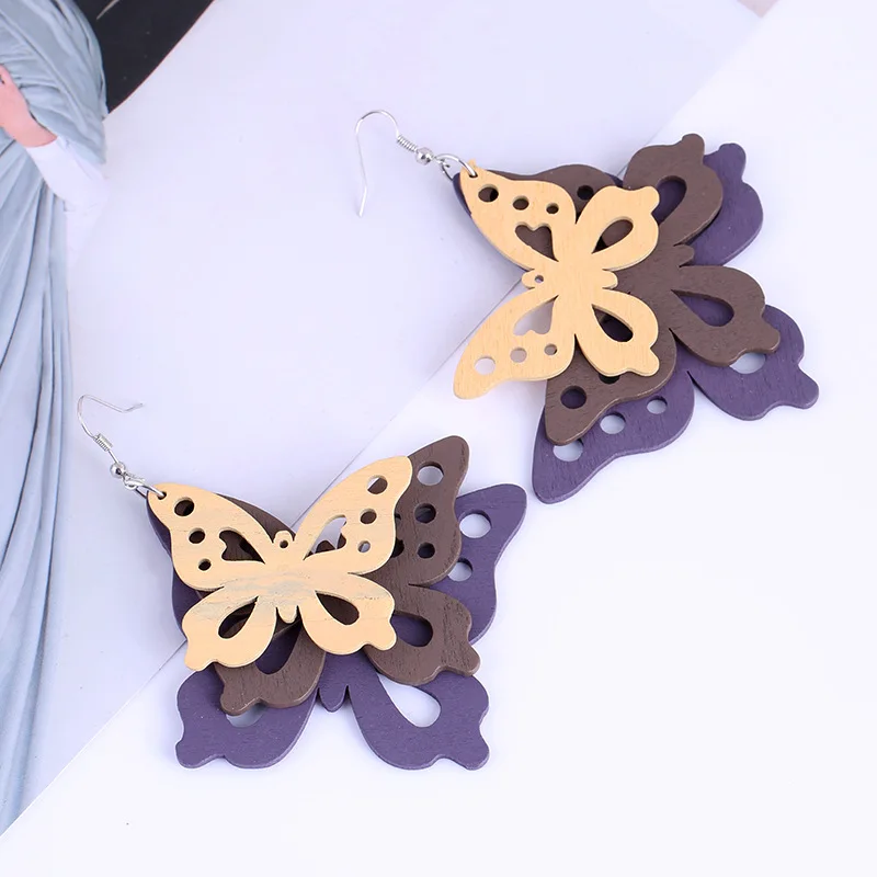 Новинка богемные хиппи-фестиваль деревянные серьги-бабочки высококачественные