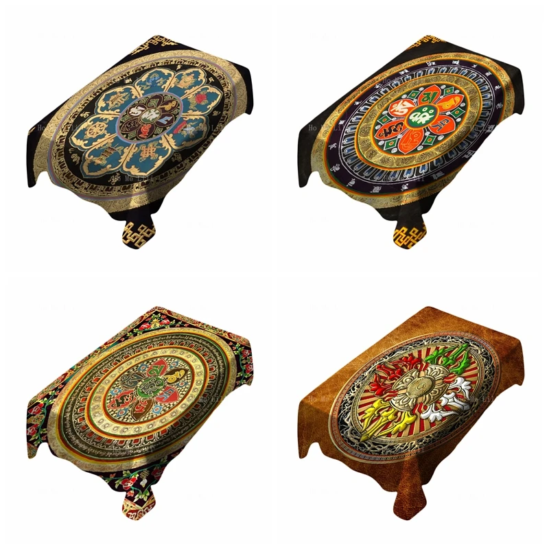 

Om Mani Padme Hum Art Buddhist Mantras Thangka Altar Mandala Painting Double Vajra Red Leather Tablecloth By Ho Me Lili