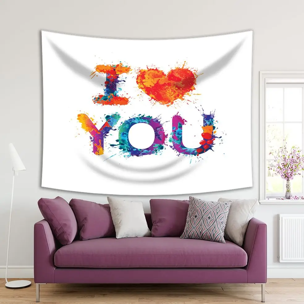 

Tapestry I Love You Design Elements Colorful Red Yellow Orange Note Artistic Illustration Splash Paint