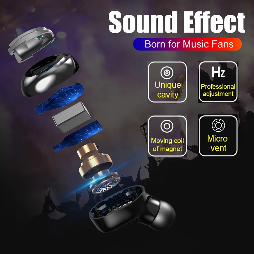 Bluetooth 5 0 Беспроводной наушники TWS светодиодный 2200 мА/ч Мощность банка спортивные