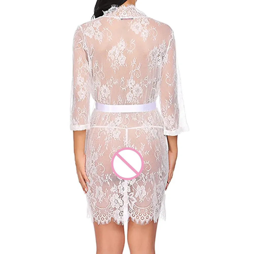 

Long sleeve Lace Robe Sexy Lingerie For Women Sexy Underwear Sleepwear Erotic Porno Babydoll Nightdress Exotic Costumes Langerie