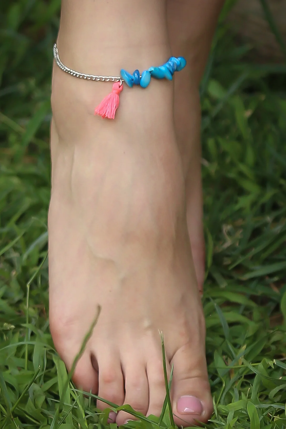 Turquoise natural stone tassels anklets | Украшения и аксессуары