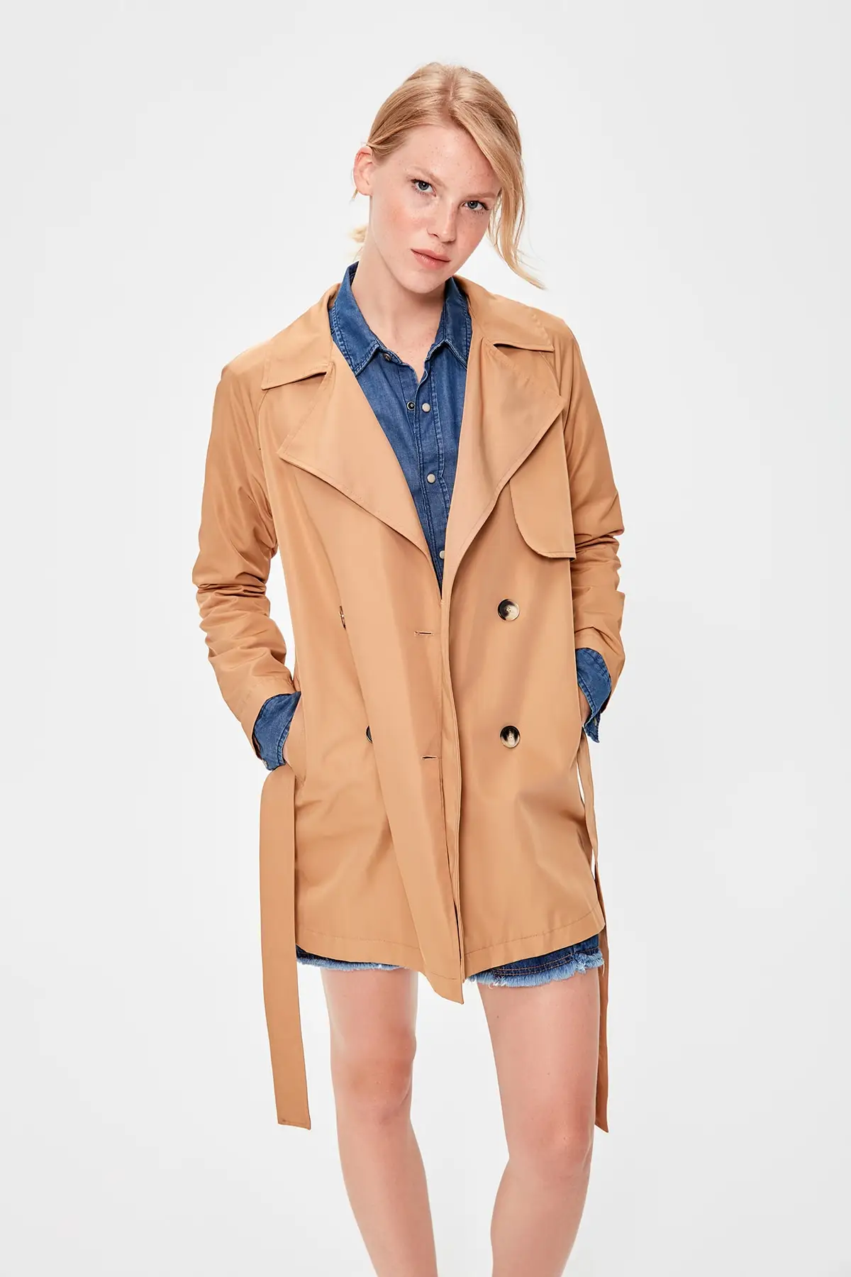 Trendyol Camel водонепроницаемый арочный Тренч TWOAW20TR0014