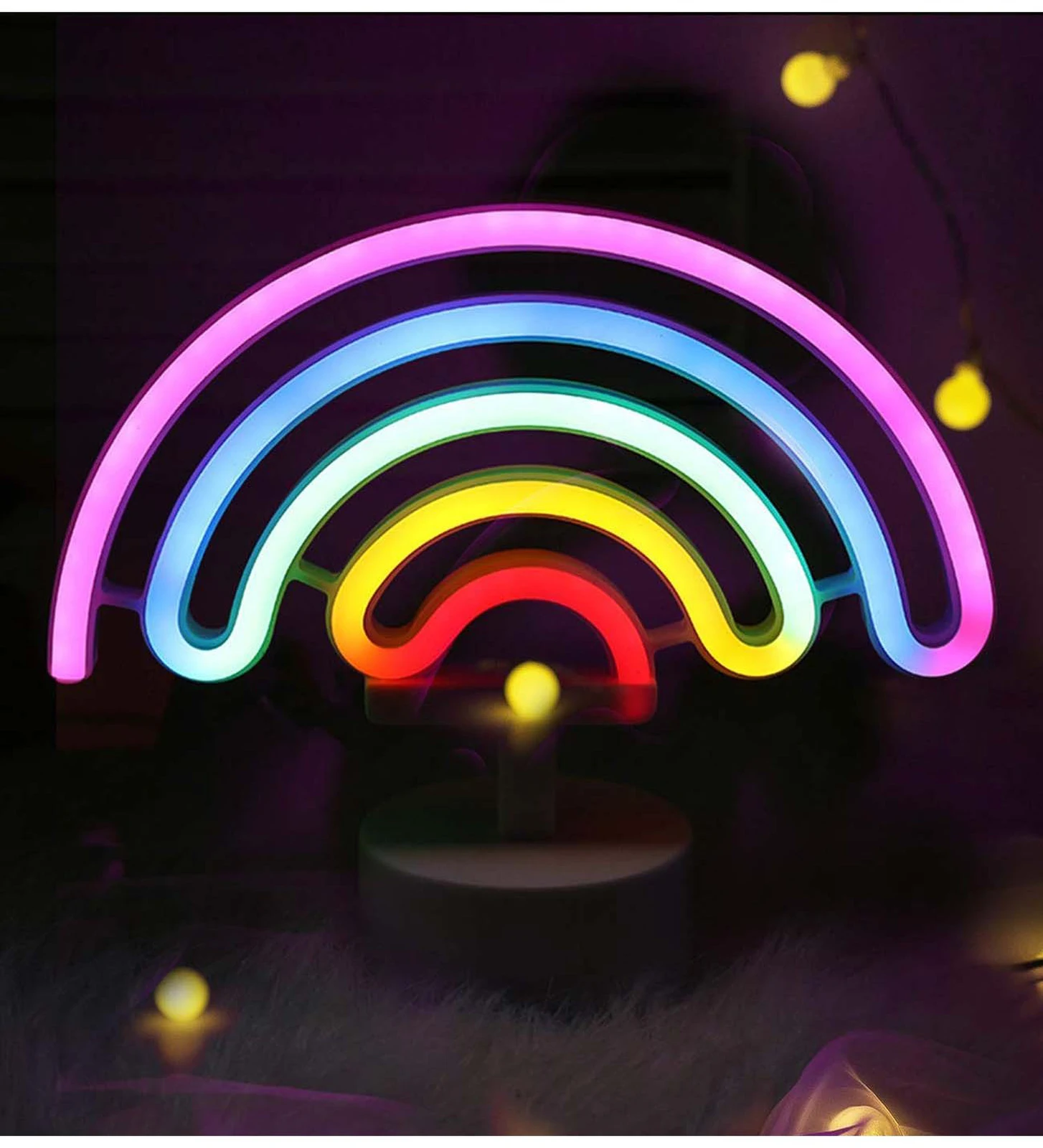 Rainbow LED Neon Night Light Sign Wall Art Sign Night Lamp  Bedroom Decor Rainbow Hanging Night Lamp Home Decorative Gift Child