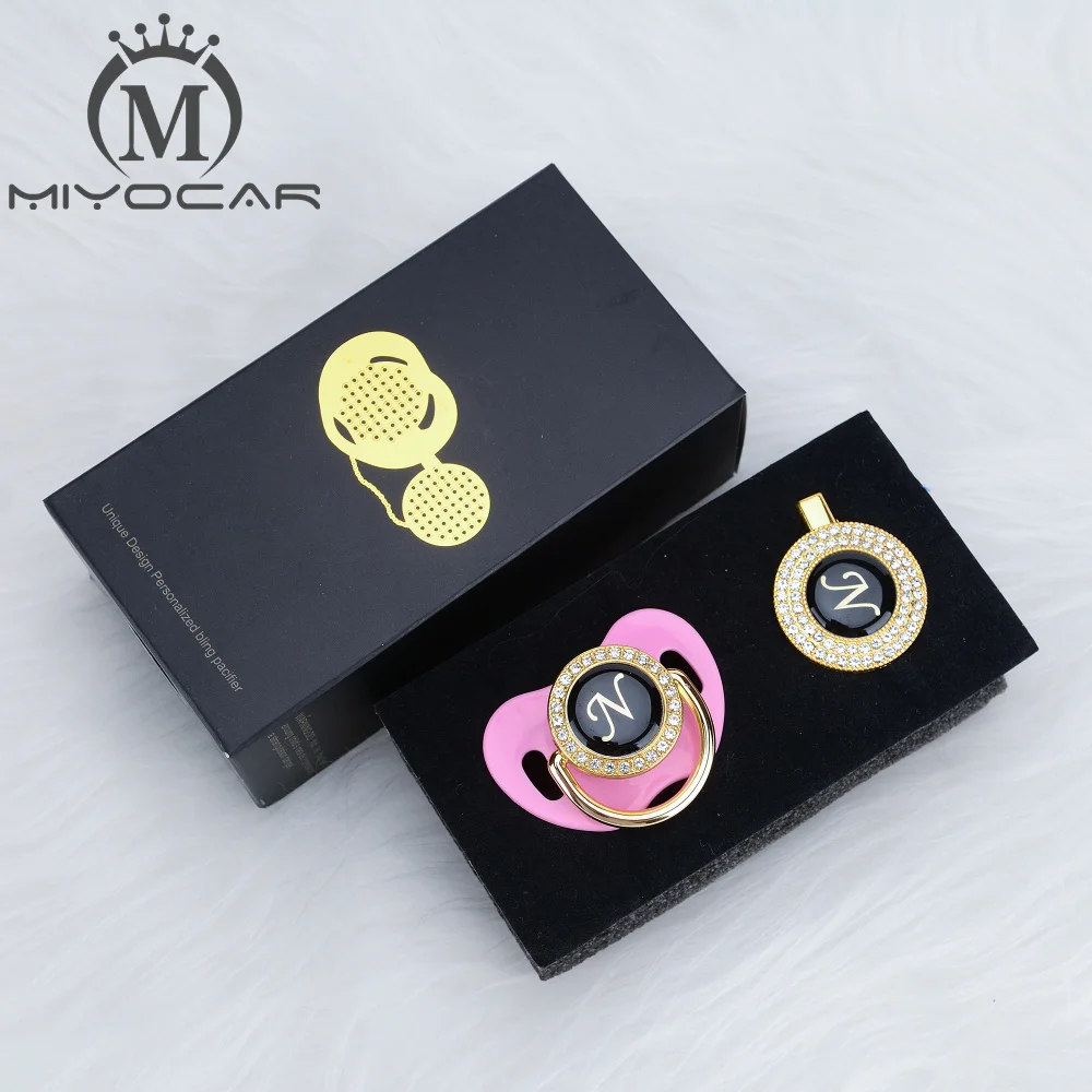 MIYOCAR уникальный дизайн имя инициалы Письмо N Элегантный bling соска и пустышка Клип BPA бесплатно пустышка bling уникальный дизайн LN