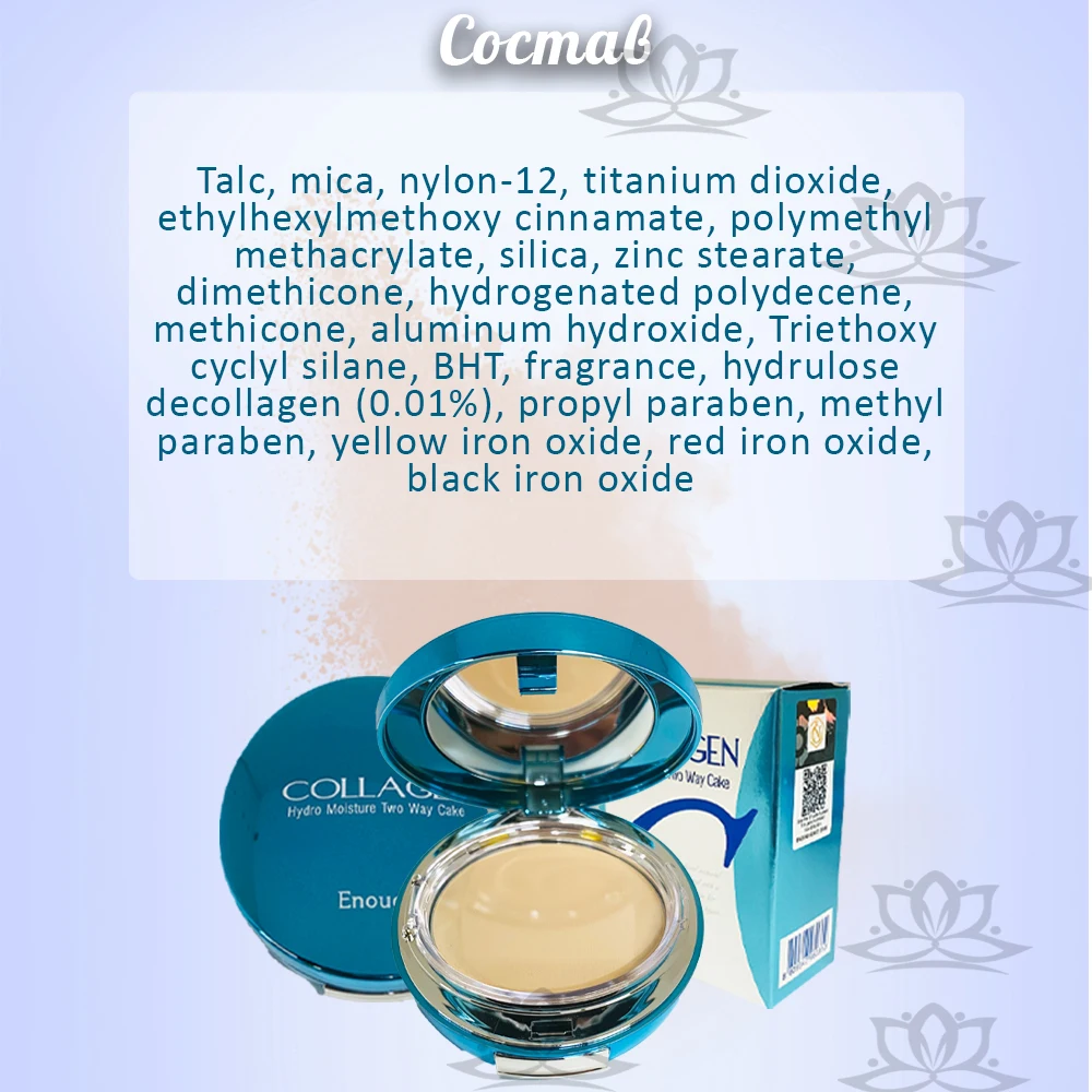 Moisturizing collagen powder with replaceable block enough hydro moisture two way cake SPF25 PA ++. Korean cosmetics. |
