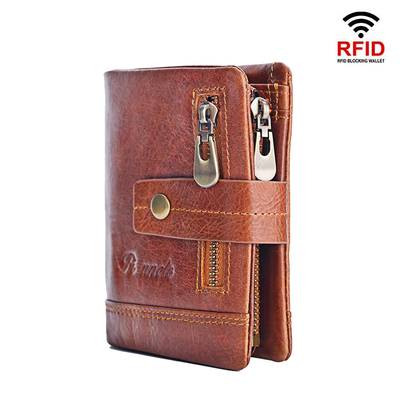 Кошелек из натуральной воловьей кожи мужской кошелек на молнии Rfid блок портмоне