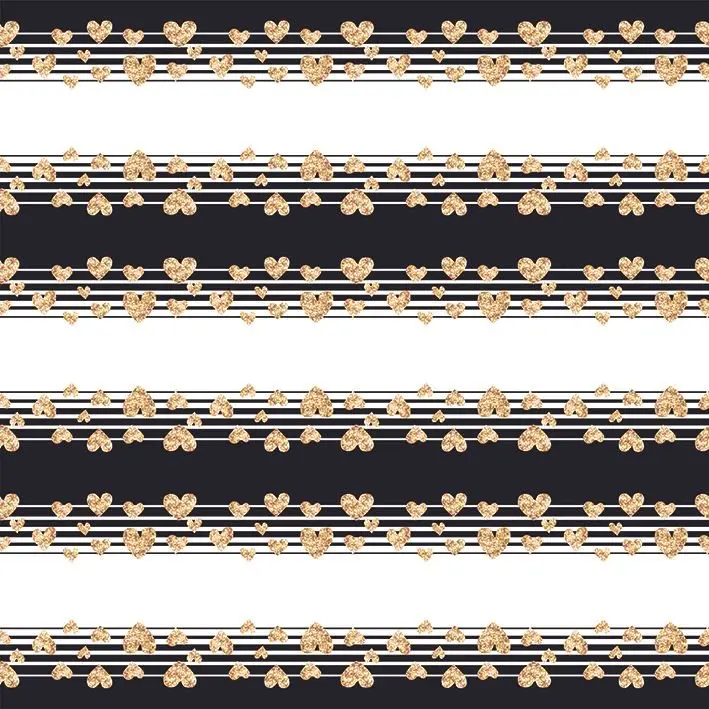 

Curtain Gold Heart Shapes on Black and White Stripes Romantic Fun Celebration Theme Artwork Print