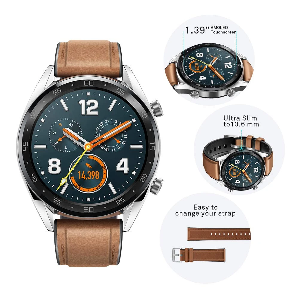 Watche smart Huawei Watch GT Fashion цвет коричневый (коричневый) -часы (труслип GPS мониторинг