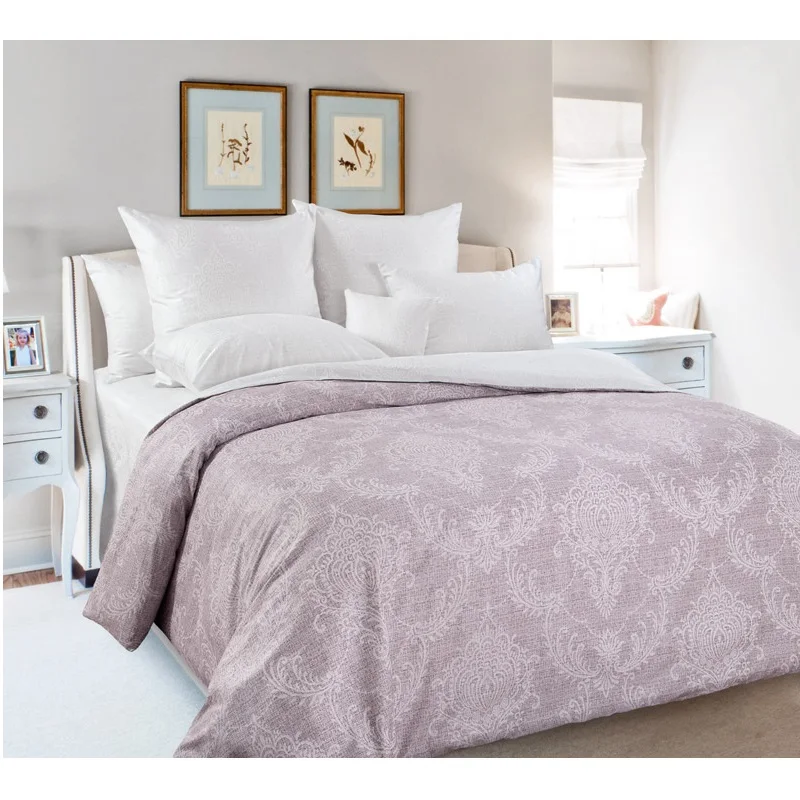 High quality Satin bedding set grey pink color patterns 6 sizes bed linen 4-7pcs/set duvet cover sheet side IV | Дом и сад