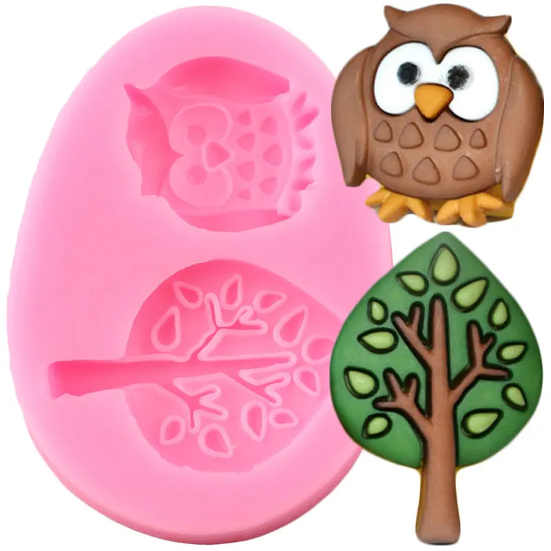 Дерево лист сова торт границы силиконовые формы шоколада Gumpaste конфеты