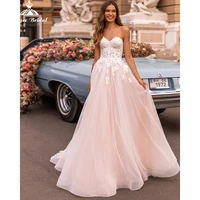 sexy 2022 wedding dresses a line bridal gown sleeveless sweep zipper sweetheart tulle appliques lace robe soir%c3%a9e mariage